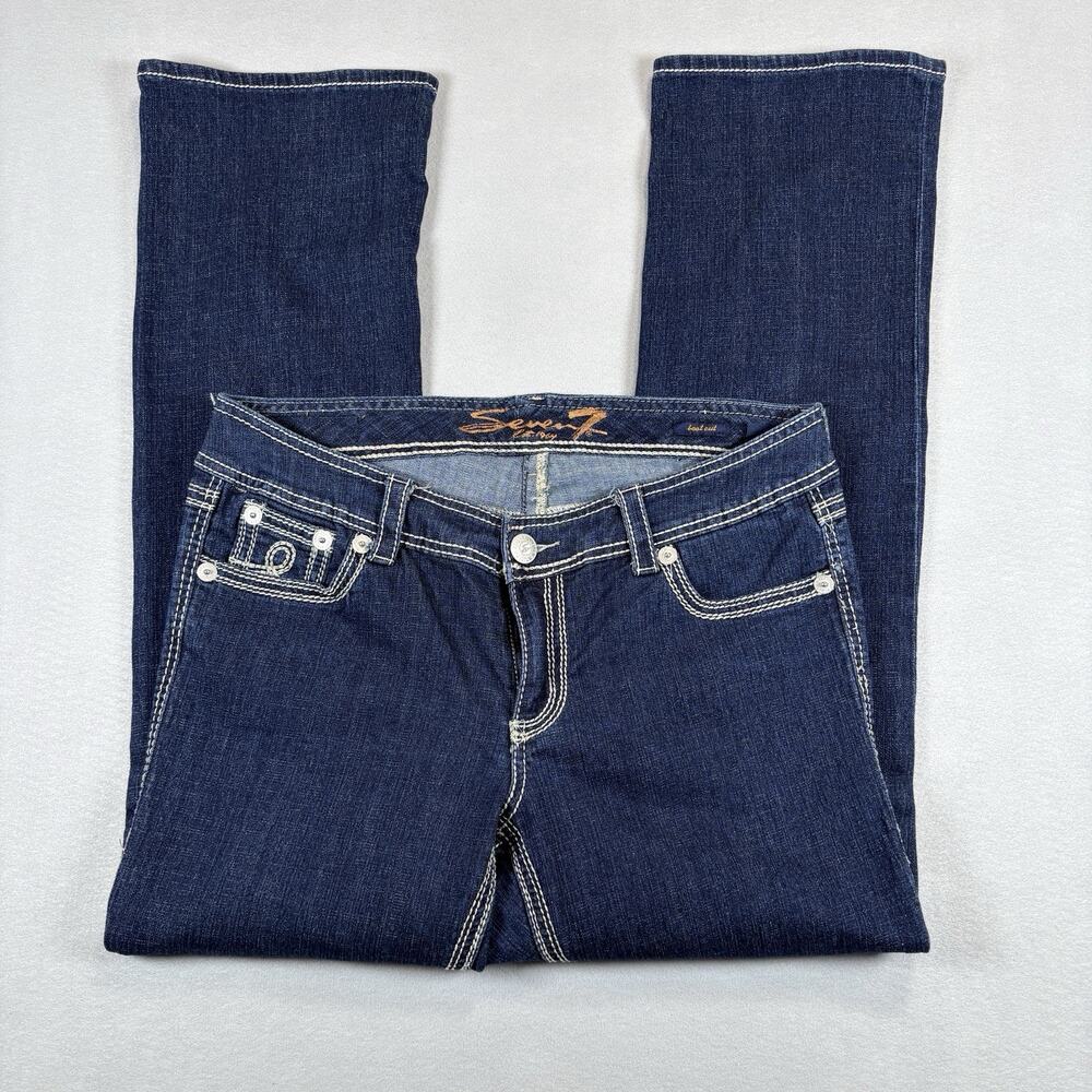 Seven7 Women's Size 16 Dark Wash Bootcut Jeans Embellished Pocket